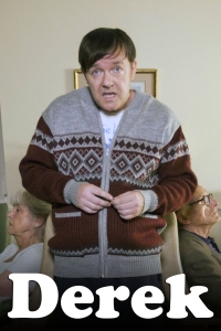Actor Ricky Gervais behind the scenes filming of series Derek Sept 2012